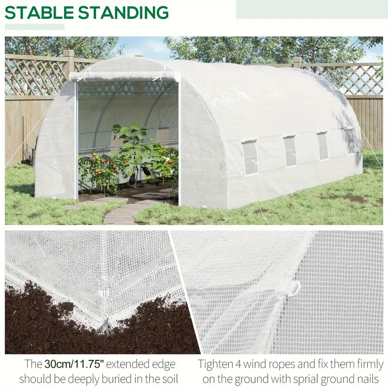 Walk-In Tunnel Greenhouse - 20' x 10' x 7', Zippered Door & 8 Mesh Windows, Galvanized Steel Frame - For Gardeners & Plant Lovers - Ideal for Growing Vegetables & Flowers - Perfect Gift for Gardening Enthusiasts
