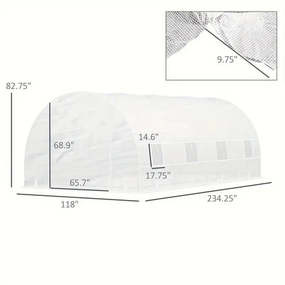 Walk-In Tunnel Greenhouse - 20' x 10' x 7', Zippered Door & 8 Mesh Windows, Galvanized Steel Frame - For Gardeners & Plant Lovers - Ideal for Growing Vegetables & Flowers - Perfect Gift for Gardening Enthusiasts