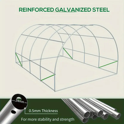 Walk-In Tunnel Greenhouse - 20' x 10' x 7', Zippered Door & 8 Mesh Windows, Galvanized Steel Frame - For Gardeners & Plant Lovers - Ideal for Growing Vegetables & Flowers - Perfect Gift for Gardening Enthusiasts