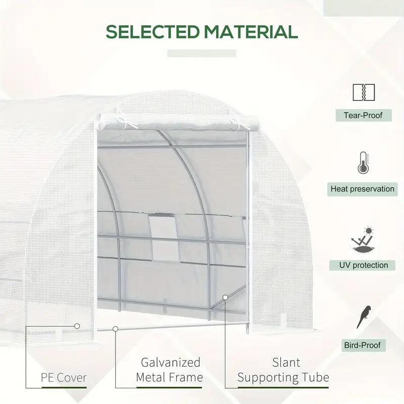 Walk-In Tunnel Greenhouse - 20' x 10' x 7', Zippered Door & 8 Mesh Windows, Galvanized Steel Frame - For Gardeners & Plant Lovers - Ideal for Growing Vegetables & Flowers - Perfect Gift for Gardening Enthusiasts