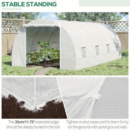 Walk-In Tunnel Greenhouse - 20' x 10' x 7', Zippered Door & 8 Mesh Windows, Galvanized Steel Frame - For Gardeners & Plant Lovers - Ideal for Growing Vegetables & Flowers - Perfect Gift for Gardening Enthusiasts