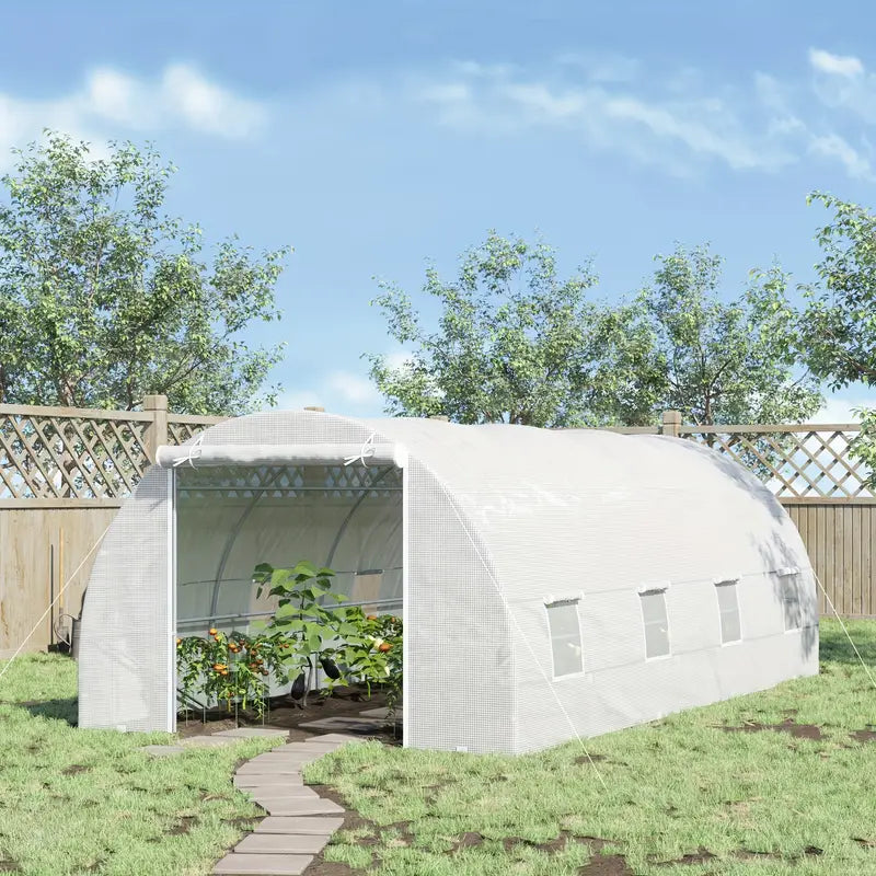 Walk-In Tunnel Greenhouse - 20' x 10' x 7', Zippered Door & 8 Mesh Windows, Galvanized Steel Frame - For Gardeners & Plant Lovers - Ideal for Growing Vegetables & Flowers - Perfect Gift for Gardening Enthusiasts