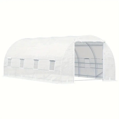 Walk-In Tunnel Greenhouse - 20' x 10' x 7', Zippered Door & 8 Mesh Windows, Galvanized Steel Frame - For Gardeners & Plant Lovers - Ideal for Growing Vegetables & Flowers - Perfect Gift for Gardening Enthusiasts